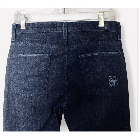 7 For All Mankind Bell Bottom Jeans 28 Dark Wash Flare Hemmed To 30” Inseam - Picture 5 of 9